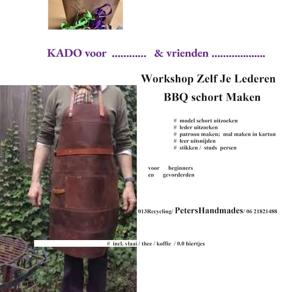 Workshop "Maak Zelf Je Lederen BBO -schort Maken: Incl.Schort. _On Location NL