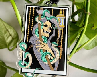 Tarot Death keychain gift for friend, witchy keychain for purse, accessory for backpack, witchy keychain gift for her, Halloween accessory