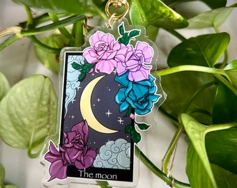Porte-clés tarot lune : breloque sorcière gothique gothique en acrylique