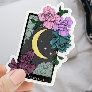 Moon tarot sticker for laptop, witchy gifts for best friend, kawaii sticker for water bottles,  sticker gift for her, cute witchy gifts,