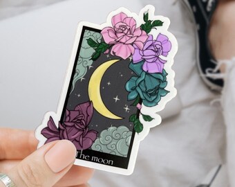 Moon Tarot Sticker: Witchy Floral Vinyl Decal