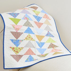 Pastel Flying Geese Triangles Table Square Quilt image 1
