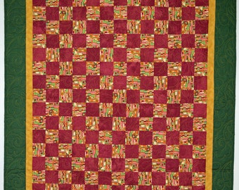 Burgundy Checkered Manly Quilt