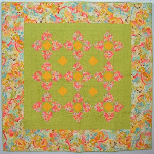 Green and Pink Floral Quilt