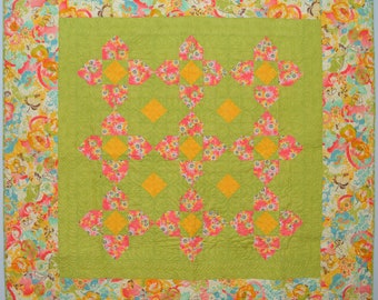 Green and Pink Floral Quilt