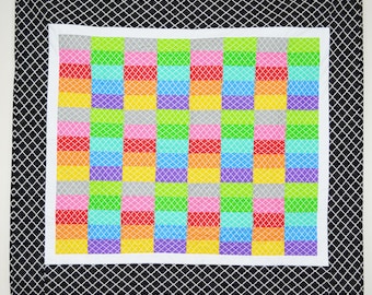 Rainbow Stripes Quatrefoil Baby Quilt