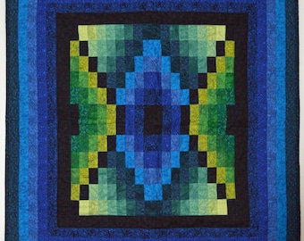 Blue and Green Diamonds Quilt