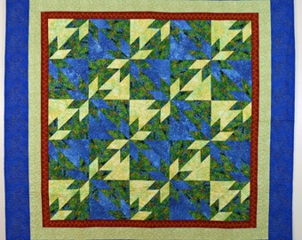 Blue, Green and Yellow Hunter Star Quilt