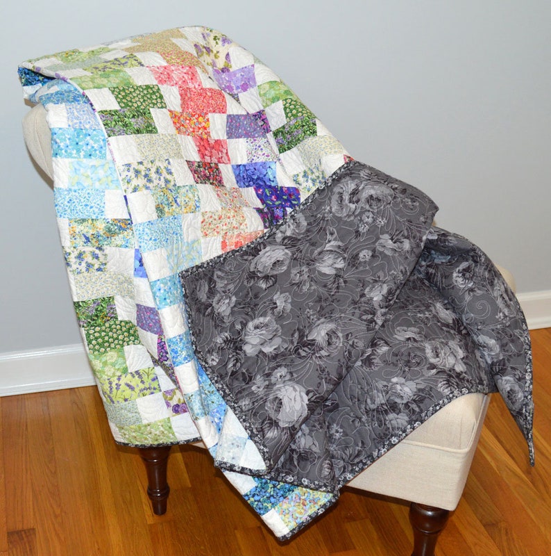 Scrappy Rainbow Floral Zipper Quilt - Etsy