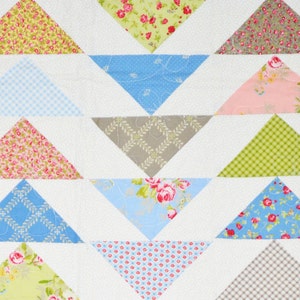 Pastel Flying Geese Triangles Table Square Quilt image 3