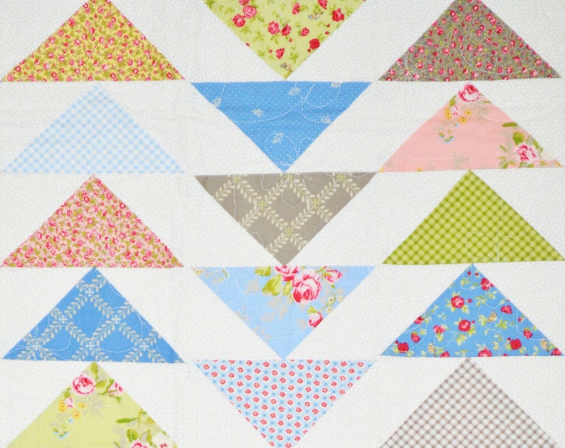 Pastel Flying Geese Triangles Table Square Quilt image 3