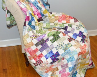 Scrappy Rainbow Floral Zipper Quilt