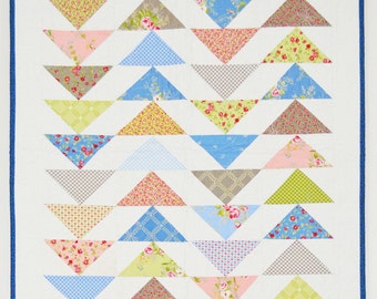 Pastel Flying Geese Triangles Table Square Quilt
