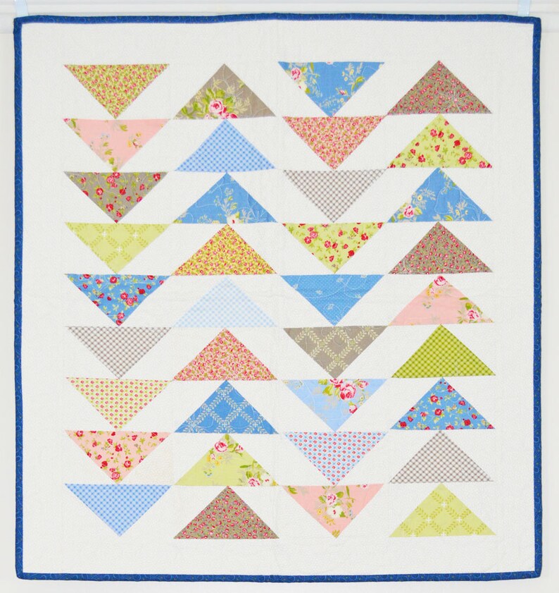 Pastel Flying Geese Triangles Table Square Quilt image 2