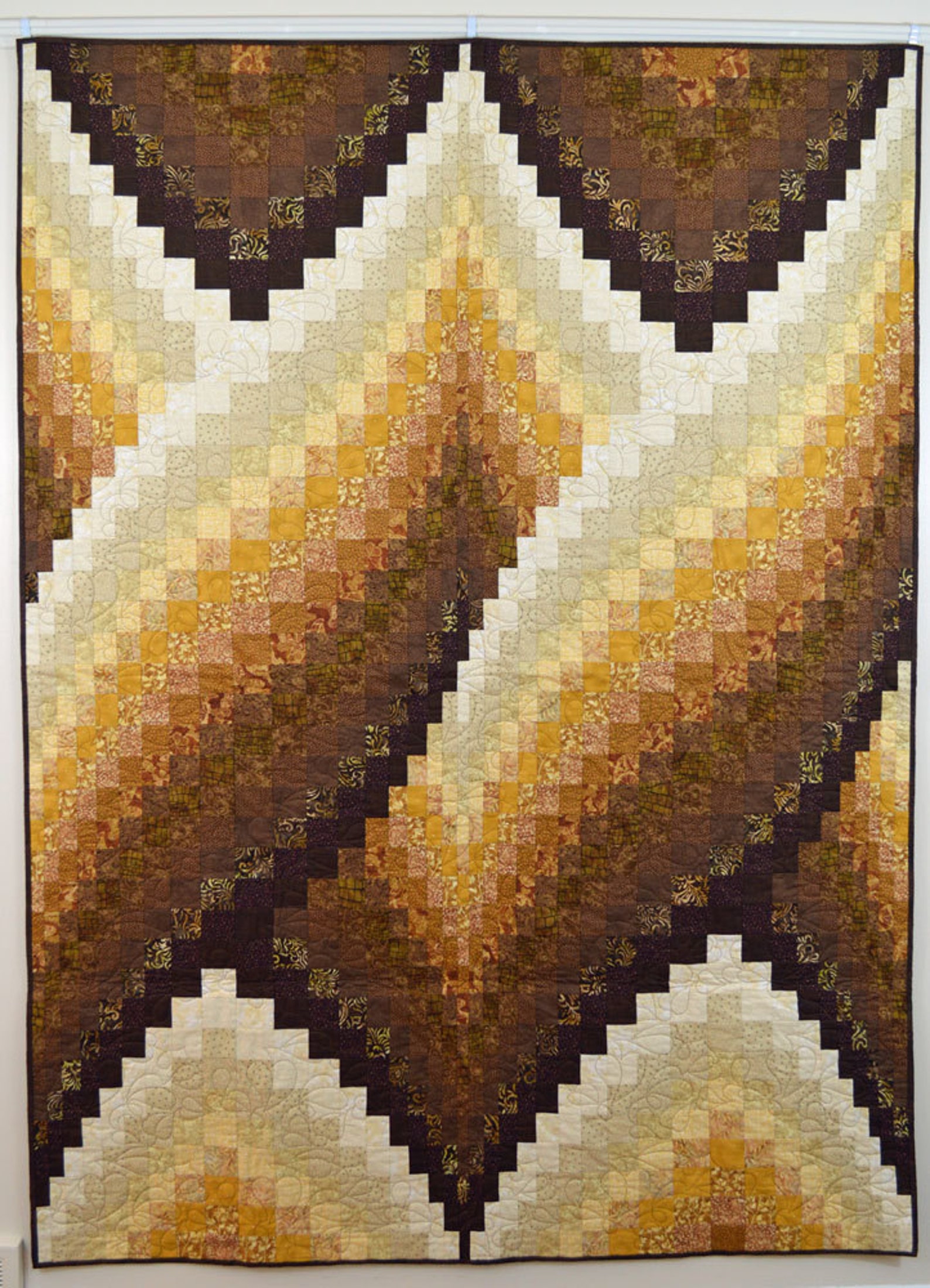 Brown and Cream Twisted Bargello Quilt Etsy