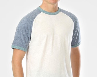 ZIMEGO Men's Classic Raglan T-Shirt Contrast Short Sleeve Baseball Hipster Retro Look Ringer