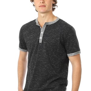 ZIMEGO Men&#39;s Short Sleeve Contrast Ringer Button Henley Casual Outfit Shirts