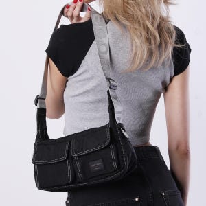 Bolso de hombro ZIMEGO para mujer: elegante bolso tipo cartera y tipo hobo para uso diario, Malibu Stitch Point - ZB810 Negro