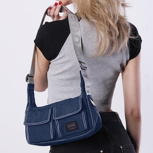 Bolso de hombro bonito para mujer: elegante bolso tipo cartera y tipo hobo para uso diario de ZIMEGO, Malibu Stitch Point - ZB810 Navy