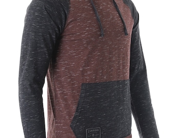 ZIMEGO Men's Long Sleeve Kangaroo Pocket Raglan Hipster Pullover Thin Hoodie
