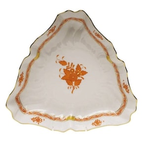 Herend Chinese Bouquet Rust Triangle Vegetable Bowl
