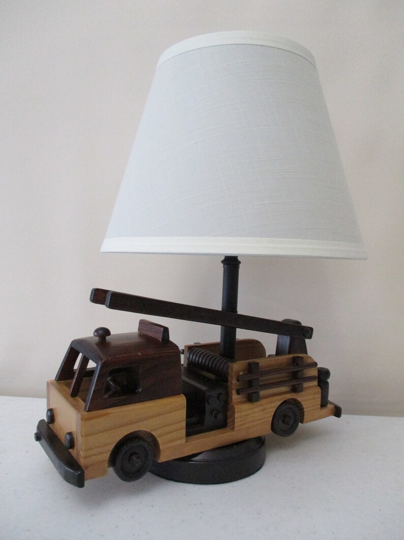 Fire Truck Lamp Firefighters Wood Firetruck Fireman Children Nursery