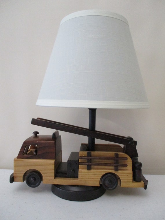 Fire Truck Lamp Firefighters Wood Firetruck Fireman Children Nursery