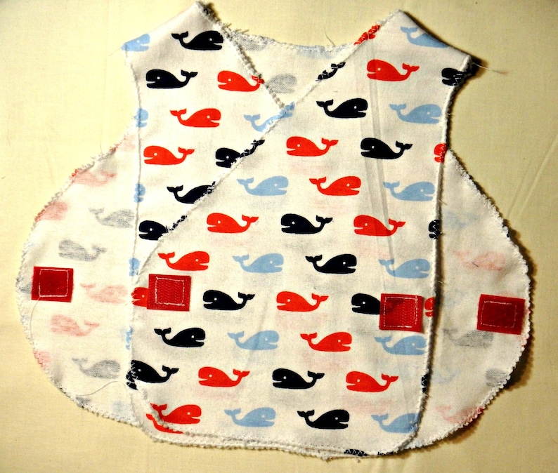 Gift for the Preemie Girl Boy Adorable Smock Red Blue Whales Print Baby Gown MICRO Preemie Hospital Gown Flannel NICU Approved Gown 1-3 lbs