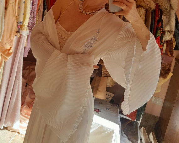 Vintage 70s White Robe with Angel Sleeves