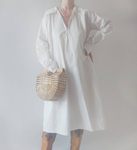 Maria ~ Antique White Cotton Dress
