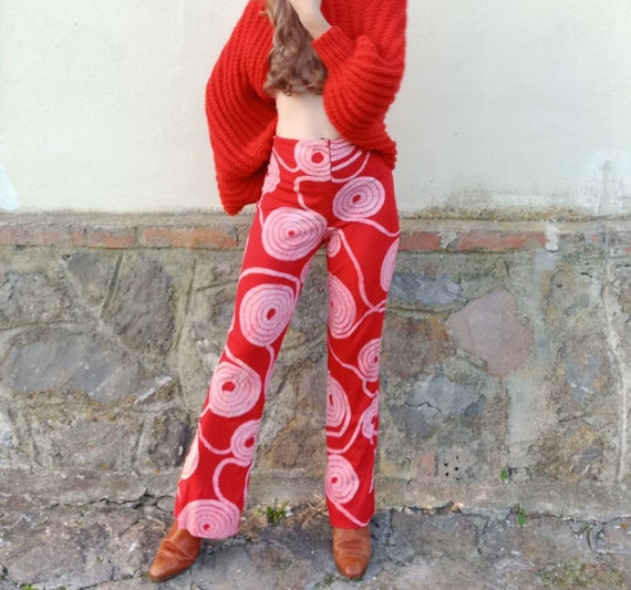 Vintage 60s Bell Pants with Psychedelic Print