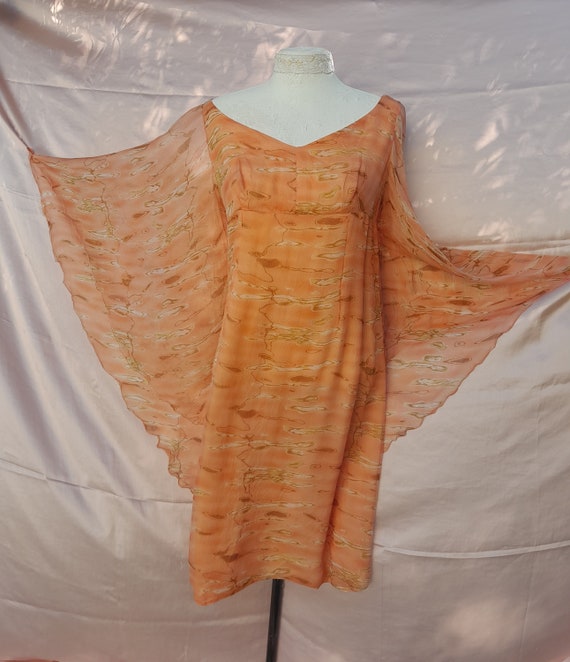 Vintage 60s/70s Silk Dress with angel sleeves