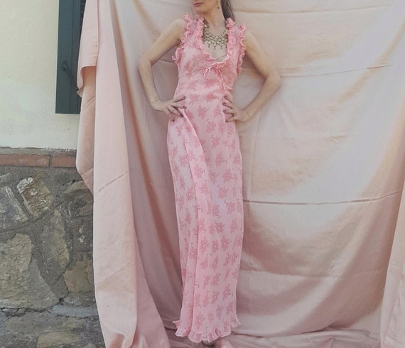 Vintage 70s Pink Maxi Dress