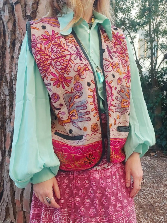 Vintage 90s Embroidered Ethnic Vest