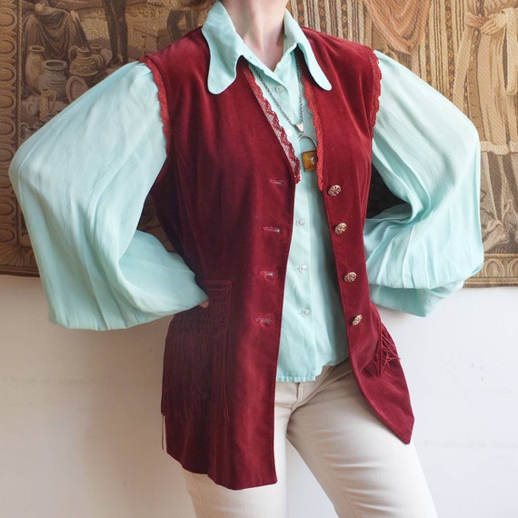 Vintage Velvet Waistcoat with Fringes ~ Made in It