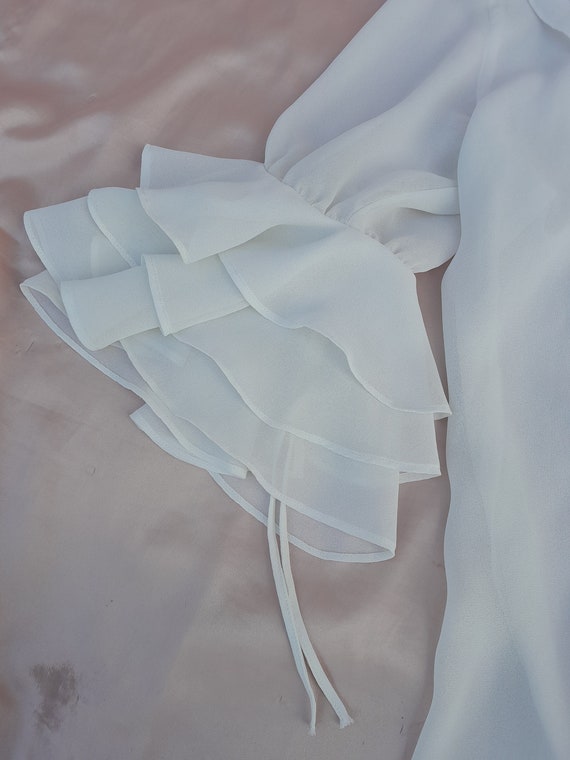 Vintage White Romantic Blouse ~ Max & Co ~ Made i… - image 7
