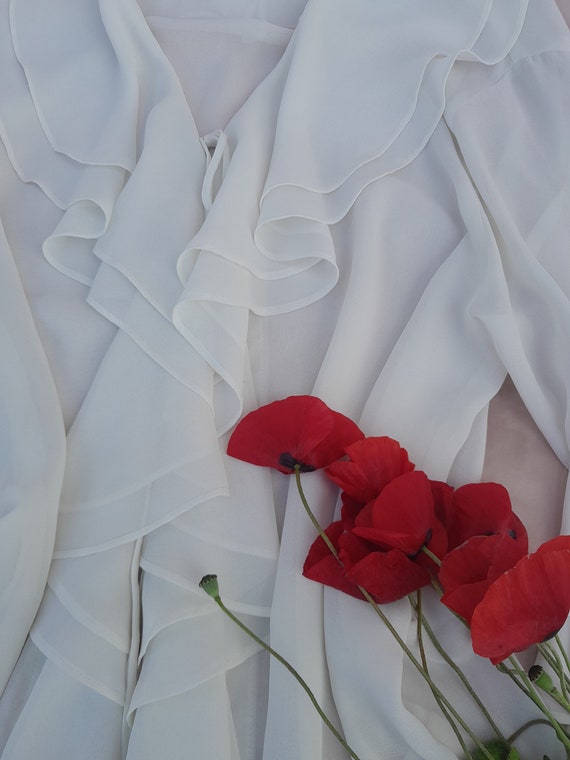 Vintage White Romantic Blouse ~ Max & Co ~ Made i… - image 5