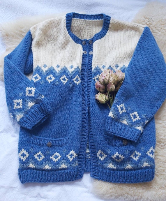 Vintage Handknitted Cardigan ~ Pure Wool