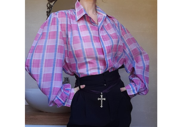 Vintage 70s/80s Pink Tartan Blouse