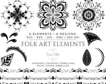 Folk art aesthetic design vector illustrations pack in svg, png, jpg and eps format ready to print for your creative projects