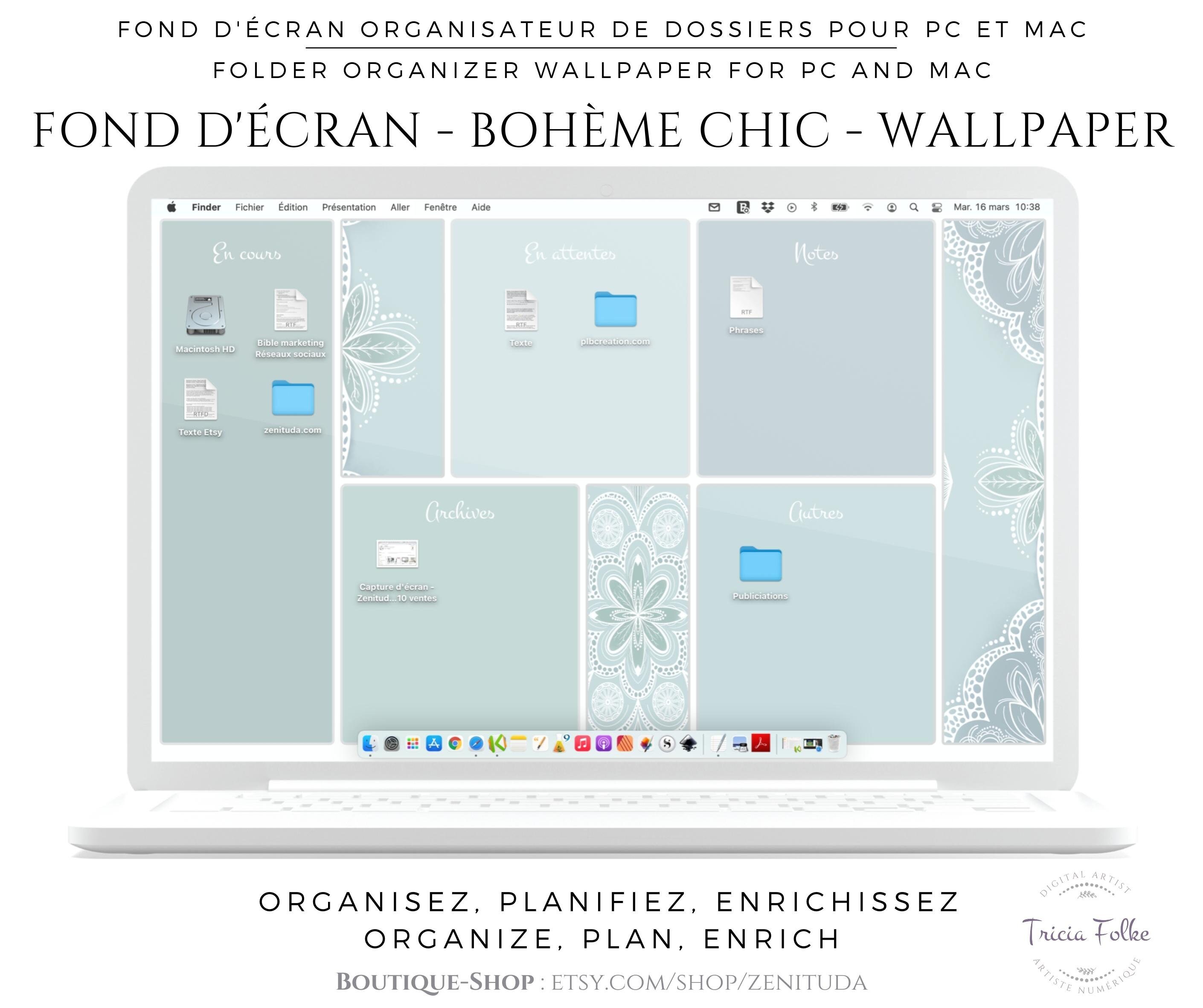 Wallpaper Boho Chic Mandala Style To Organize Your Pc Desktop Etsy Canada