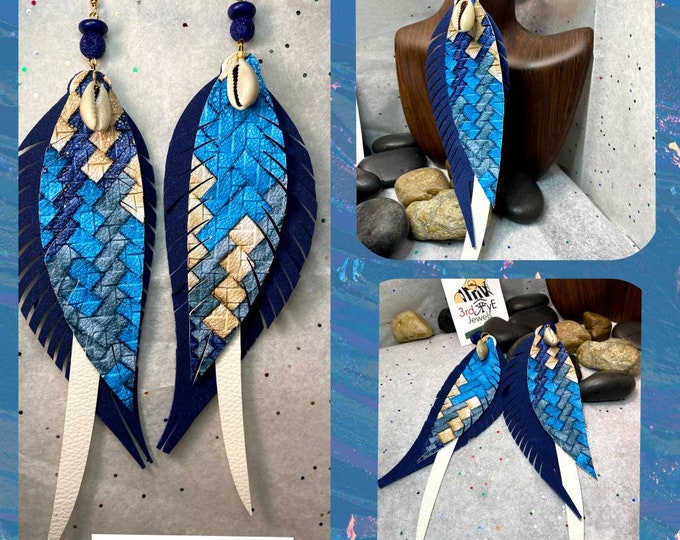 Big Bold Snake Embossed VeganFaux Leather Exotic Earrings