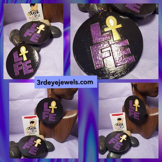 Hand painted Ankh Life Earrings