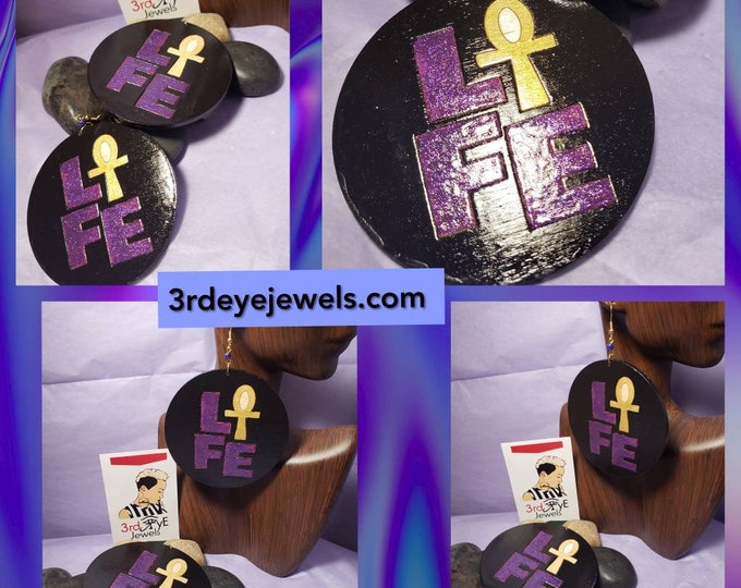 Hand painted Ankh Life Earrings