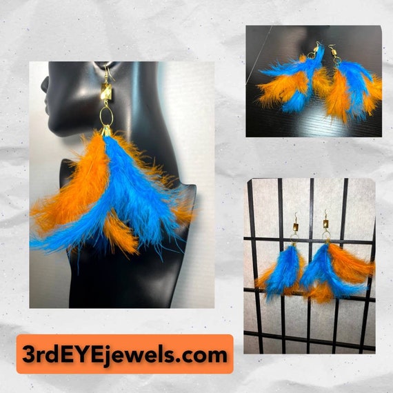 Cotton Candy Feather Hoop Earrings