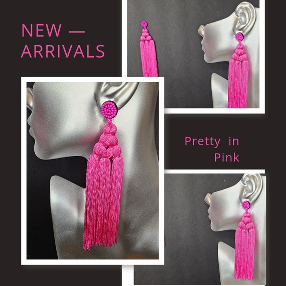 Trendy Pretty in Pink Tassel Dangle Earrings