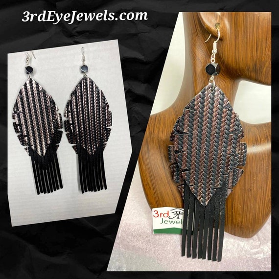 Vegan Leather: Exotic, Dangle Tassel Earrings