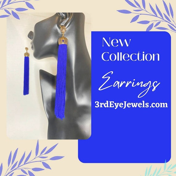 Trendy Royal Blue Tassel Earrings