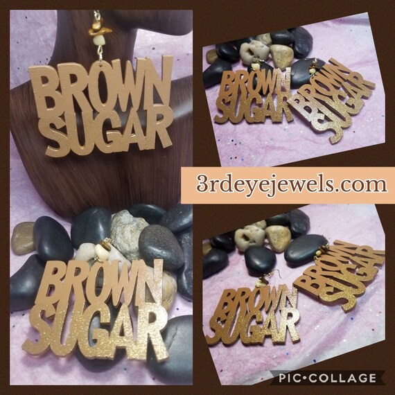 Hand Painted Brown Sugar Dangle Earrings:  2 color options