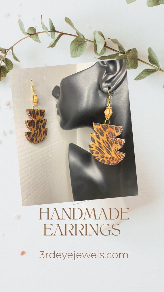 Handmade:  Animal Print Vegan Leather Earrings